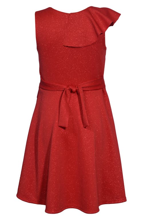 Bonnie Jean Kids' Asymmetric Ruffle Skater Dress In Red
