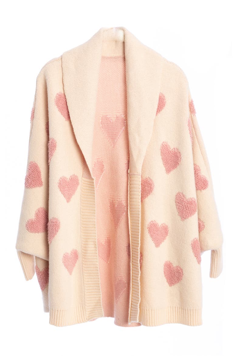 Heart Open Front Cardigan, Alternate, color, WHITE PINK