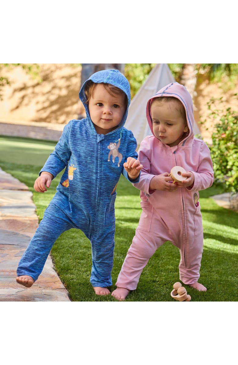 UV Skinz Hooded Everyday Romper, Alternate, color, Jaspe Zoo