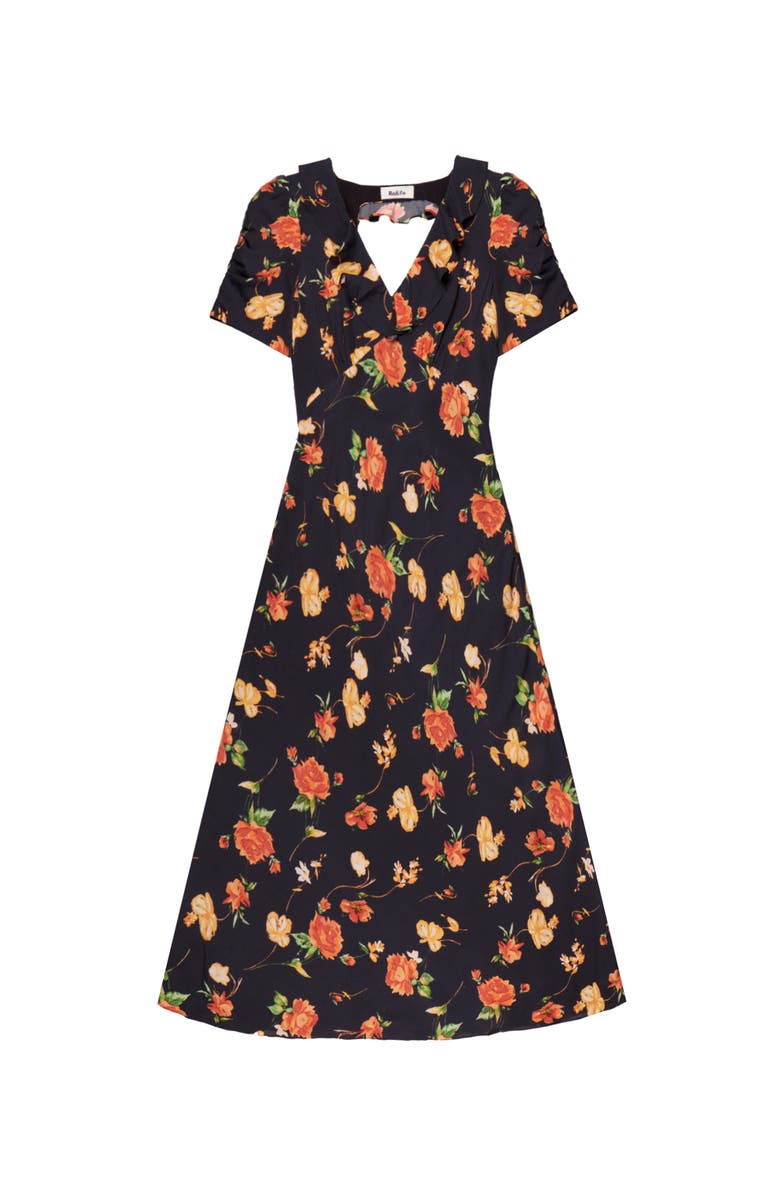 Ro&Zo Floral Print Tie Back Dress, Alternate, color, Red