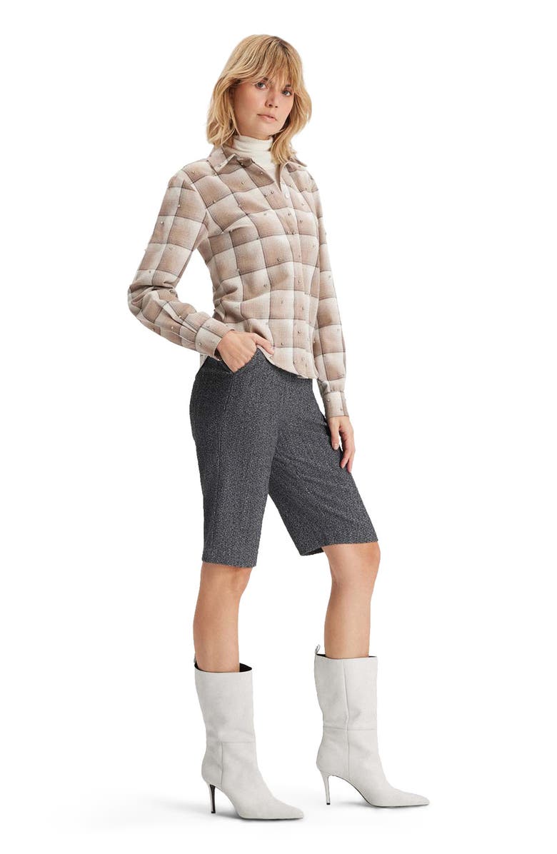 THEO The Label Europa Plaid Flannel Crystal Shirt, Alternate, color, Wheat