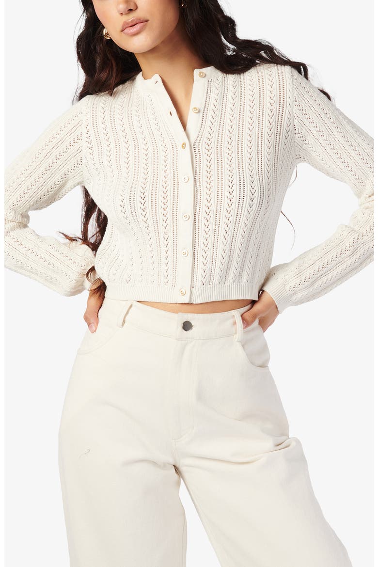Dresden Pointelle Crop Cardigan, Main, color, MACADAMIA