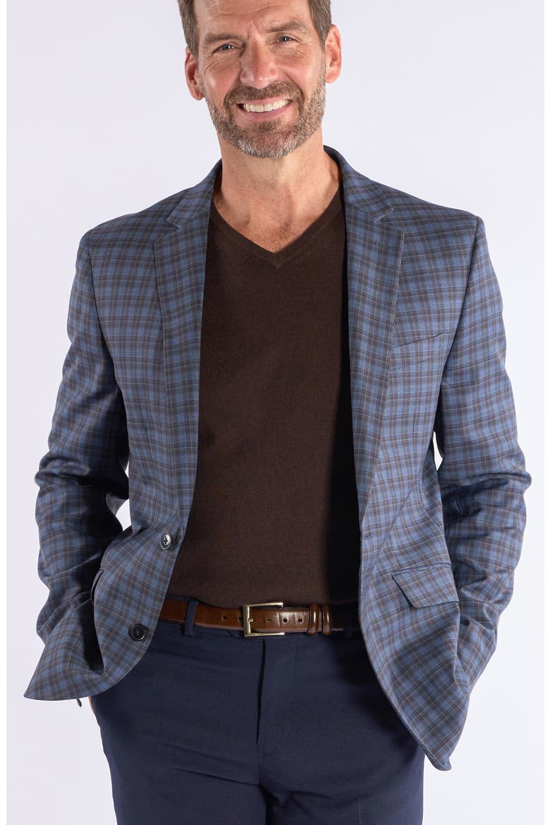 Mayfair Blue Brown Plaid Sport Coat, Alternate, color, BLUE