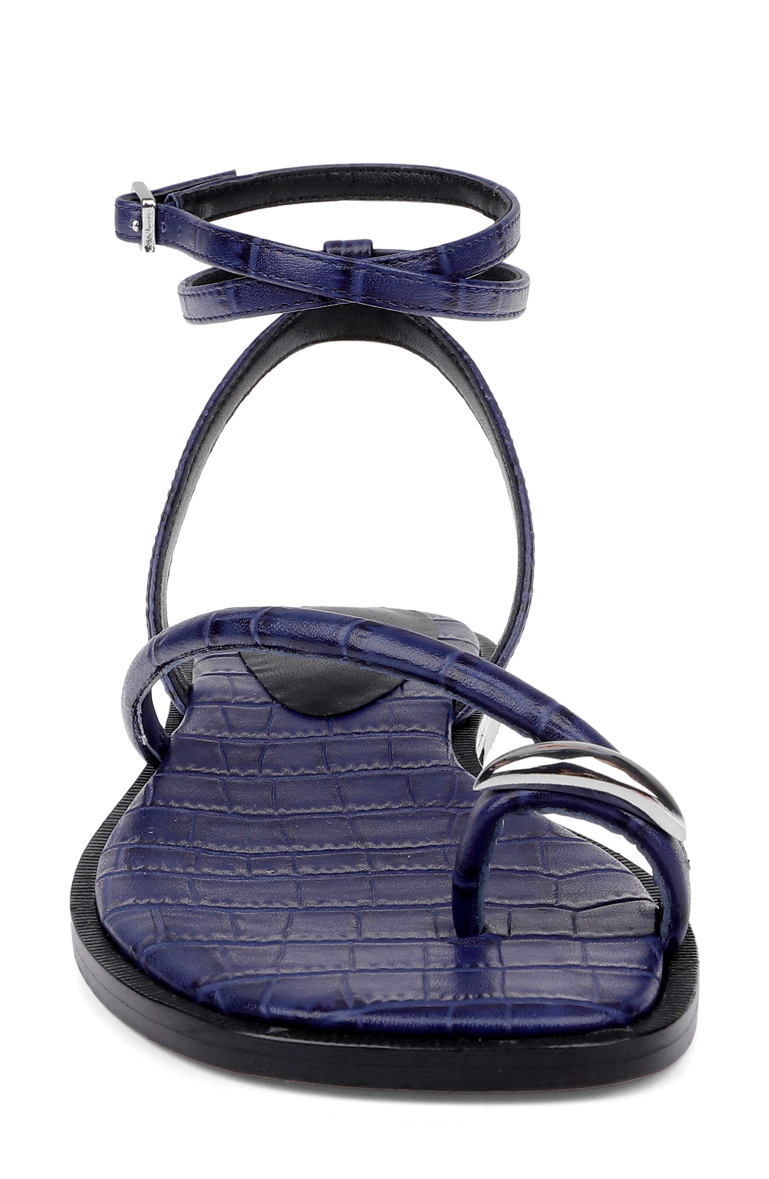 L
AGENCE Mariana Ankle Strap Sandal, Alternate, color, Midnight Croco Embossed