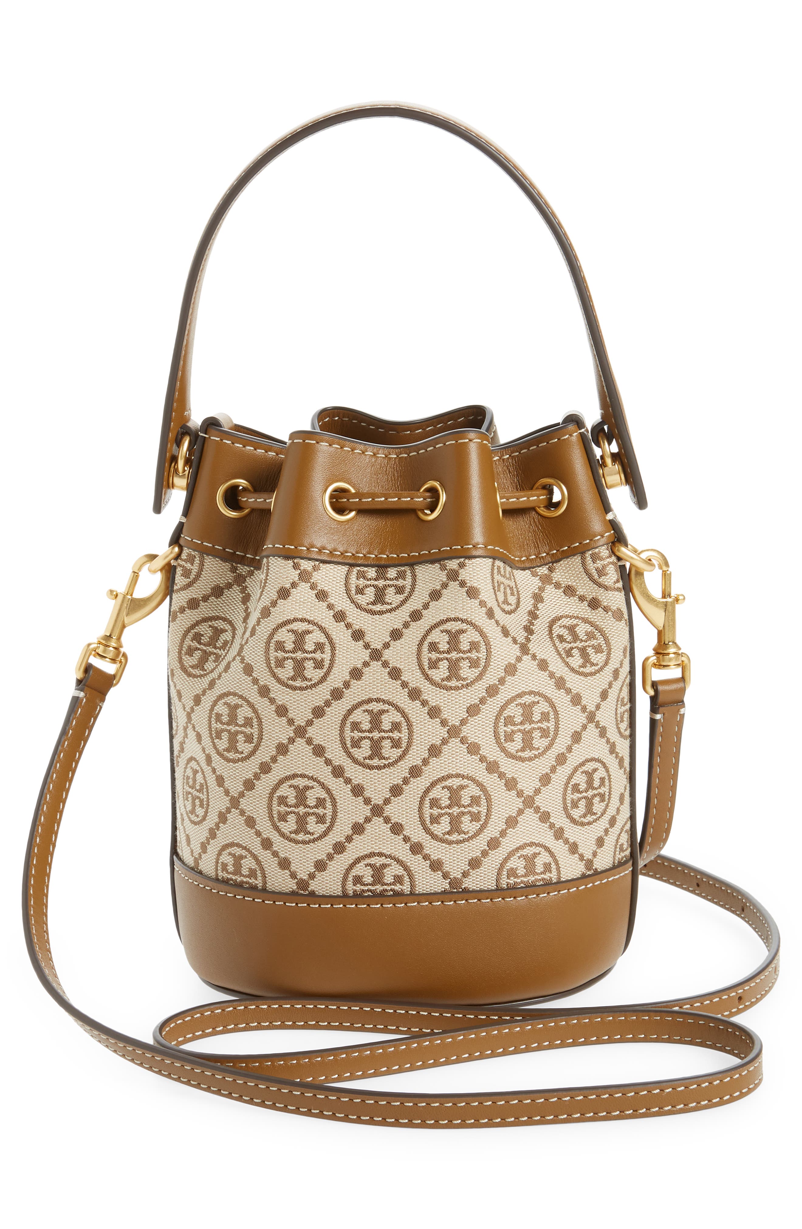Tory Burch Mini T Monogram Jacquard Bucket Bag, Alternate, color, 
