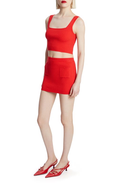 Bardot Sarita Crop Rib Tank In Deep Red