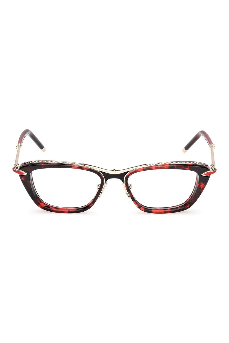 52mm Geometric Optical Glasses, Main, color, RED HAVANA