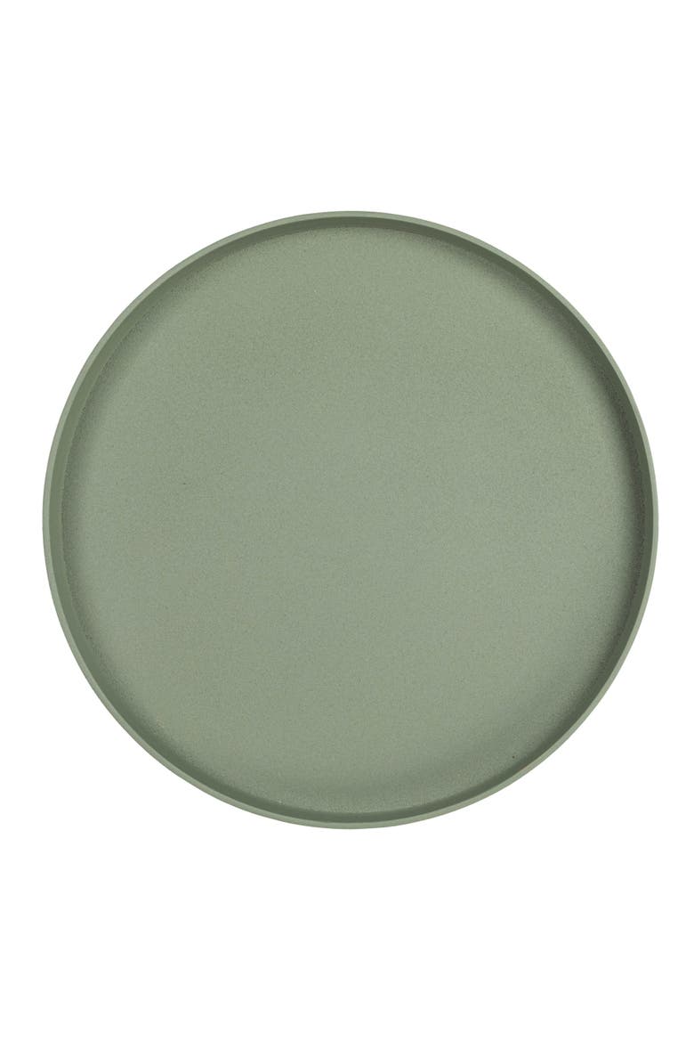 Metal Round Table with Sculptural Silhouette, Alternate, color, Green