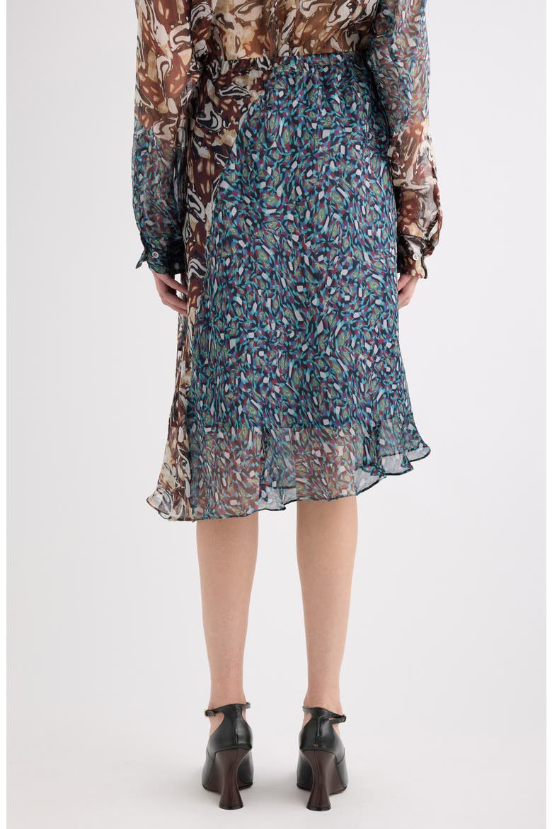 Sibanna Mixed Print Silk Skirt, Alternate, color, PETROL