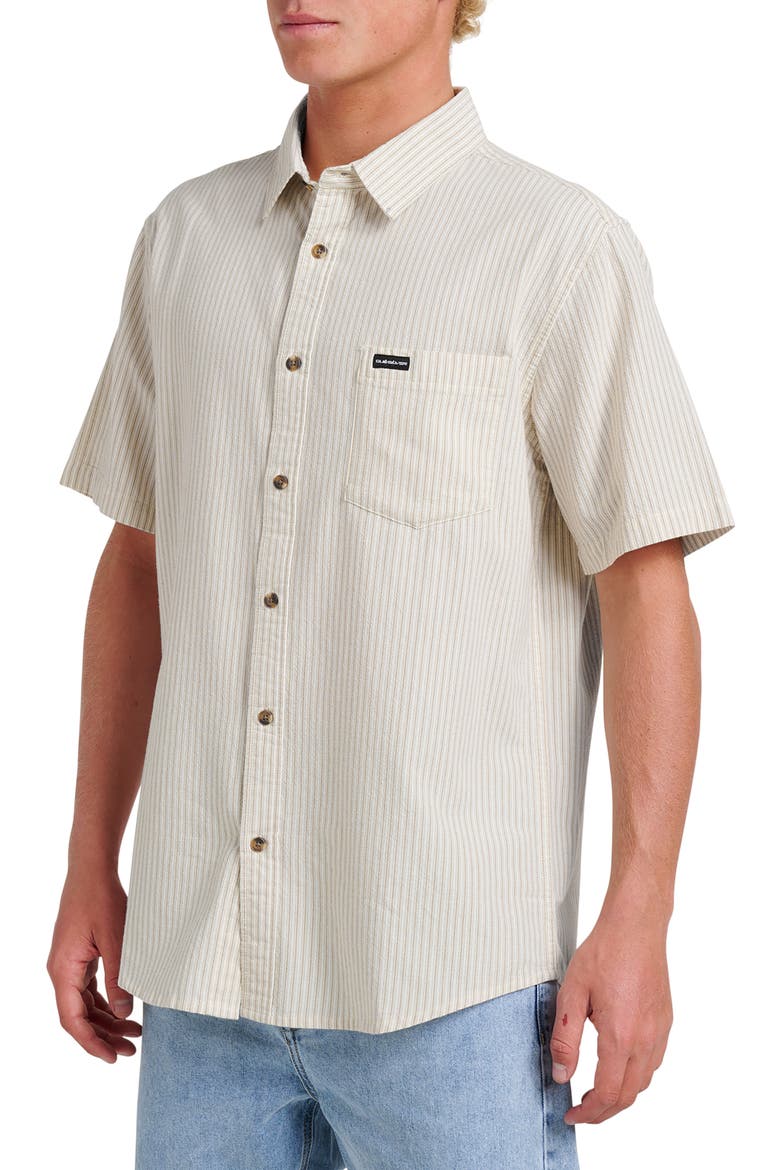 Oxford Stripe Classic Short Sleeve Button-Up Shirt, Alternate, color, MOONSTRUCK