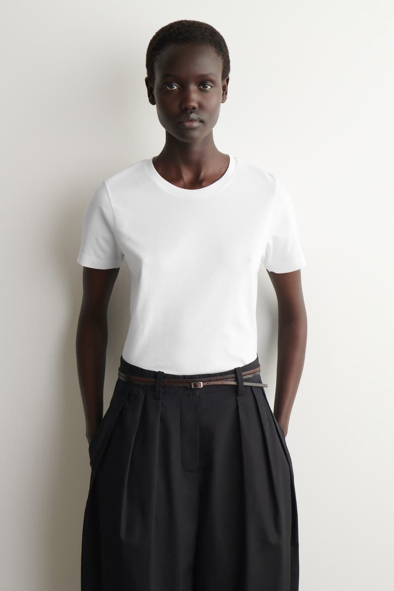 Cotton-Modal Crew-Neck T-Shirt, Main, color, WHITE