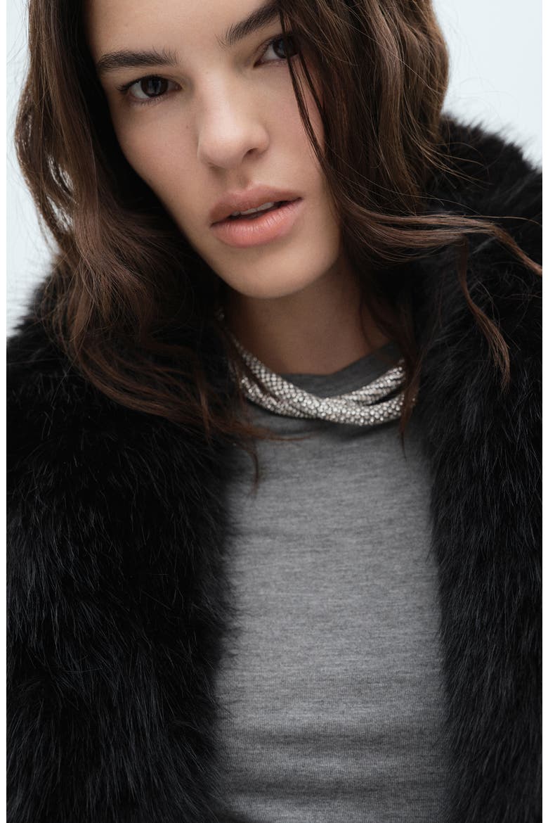 Faux Fur Coat, Alternate, color, BLACK