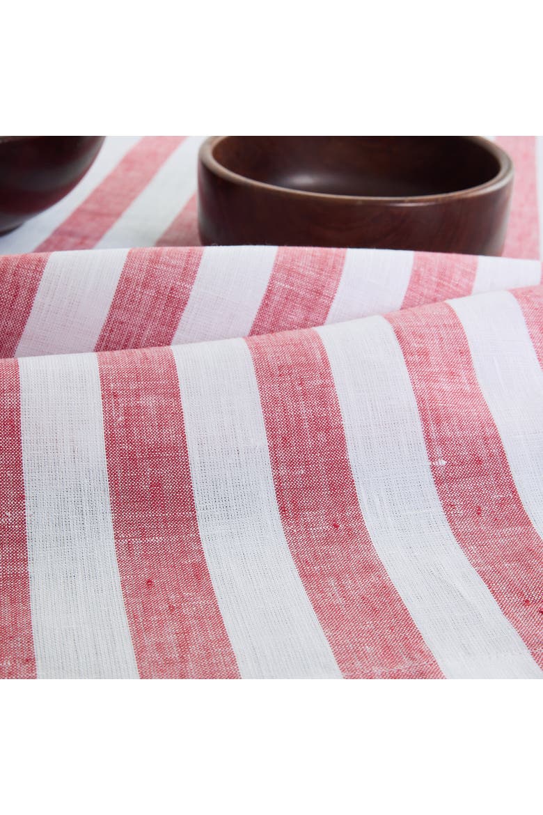 Linen Tablecloth - Sorrento Stripe, Alternate, color, Red and White