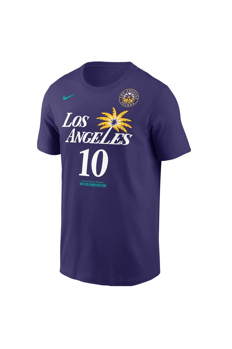 Men's Nike Kelsey Plum Purple Los Angeles Sparks Explorer Edition Name & Number T-Shirt, Alternate, color, Purple