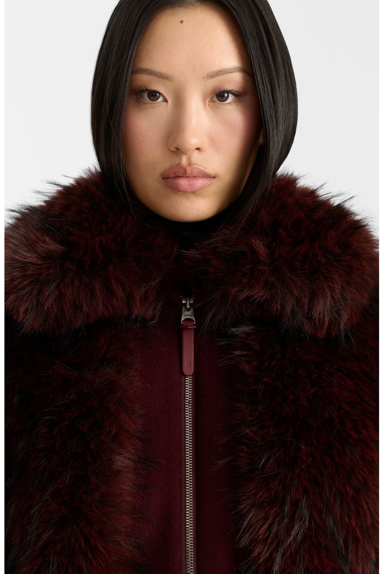 Nanny Faux Fur & Wool Jacket, Alternate, color, BLACK-GARNET