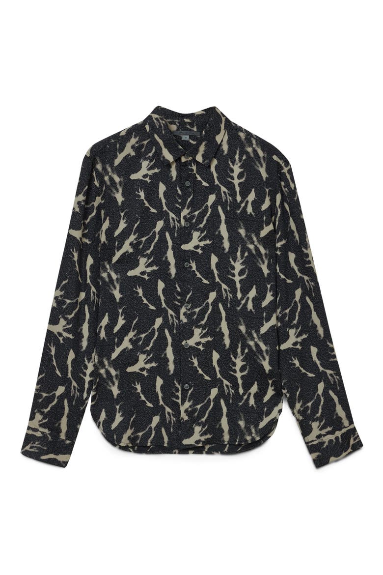 Ross Abstract Button-Up Shirt, Alternate, color, BLACK