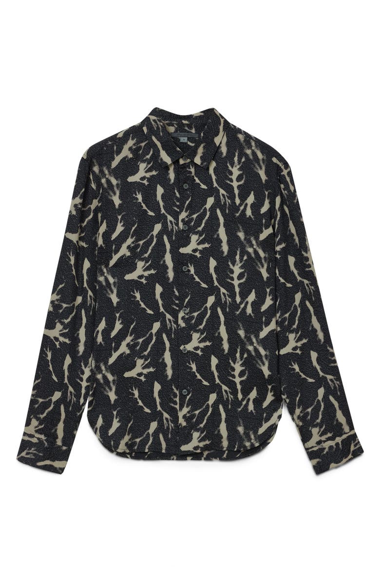 John Varvatos Ross Abstract Button-Up Shirt, Alternate, color, Black