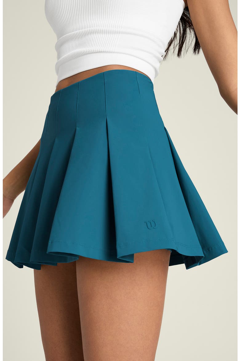 Classic Pleated Performance Miniskirt, Alternate, color, LYONS BLUE