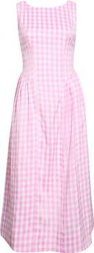 All in Favor Gingham Fit & Flare Midi Dress