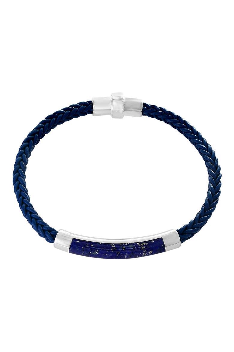 Sterling Silver Lapis Leather Bracelet, Main, color, BLUE