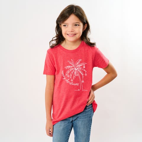 Merry Christmas Palm Tree Short Sleeve T-shirt (little Kid & Big Kid)
