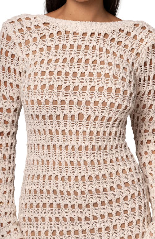 Jluxlabel Serene Wonders Open Stitch Long Sleeve Dress In White