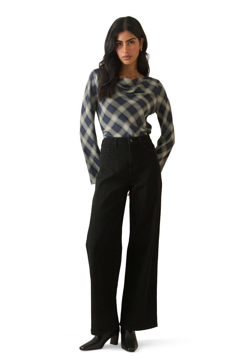 Cruz Cowl Neck Plaid Top, Alternate, color, BLUE