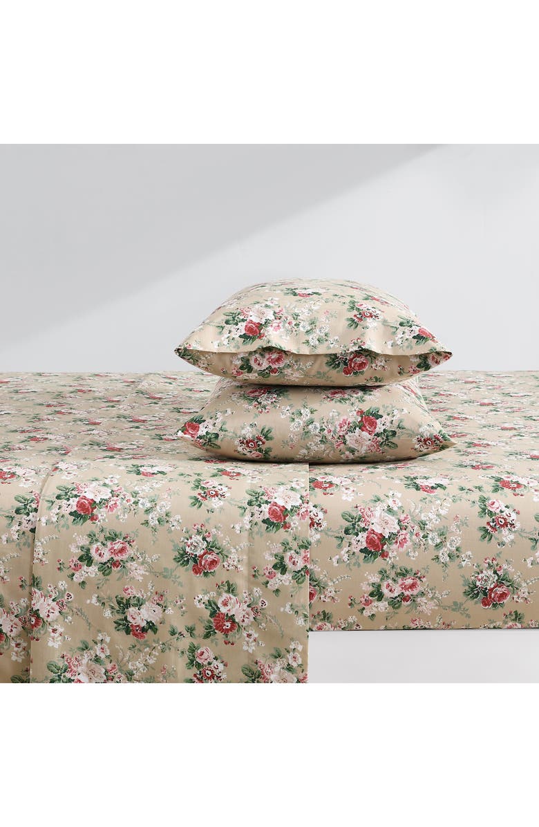 Laura Ashley Ashfield Floral Print Sheet Set, Alternate, color, Beige