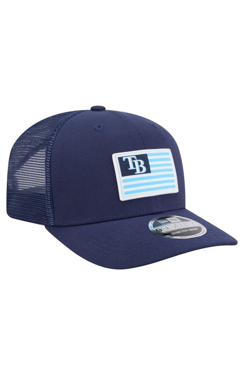 New Era Men's New Era Navy Tampa Bay Rays Flag 9SEVENTY COOLERA Stretch-Snap Hat, Alternate, color, Navy