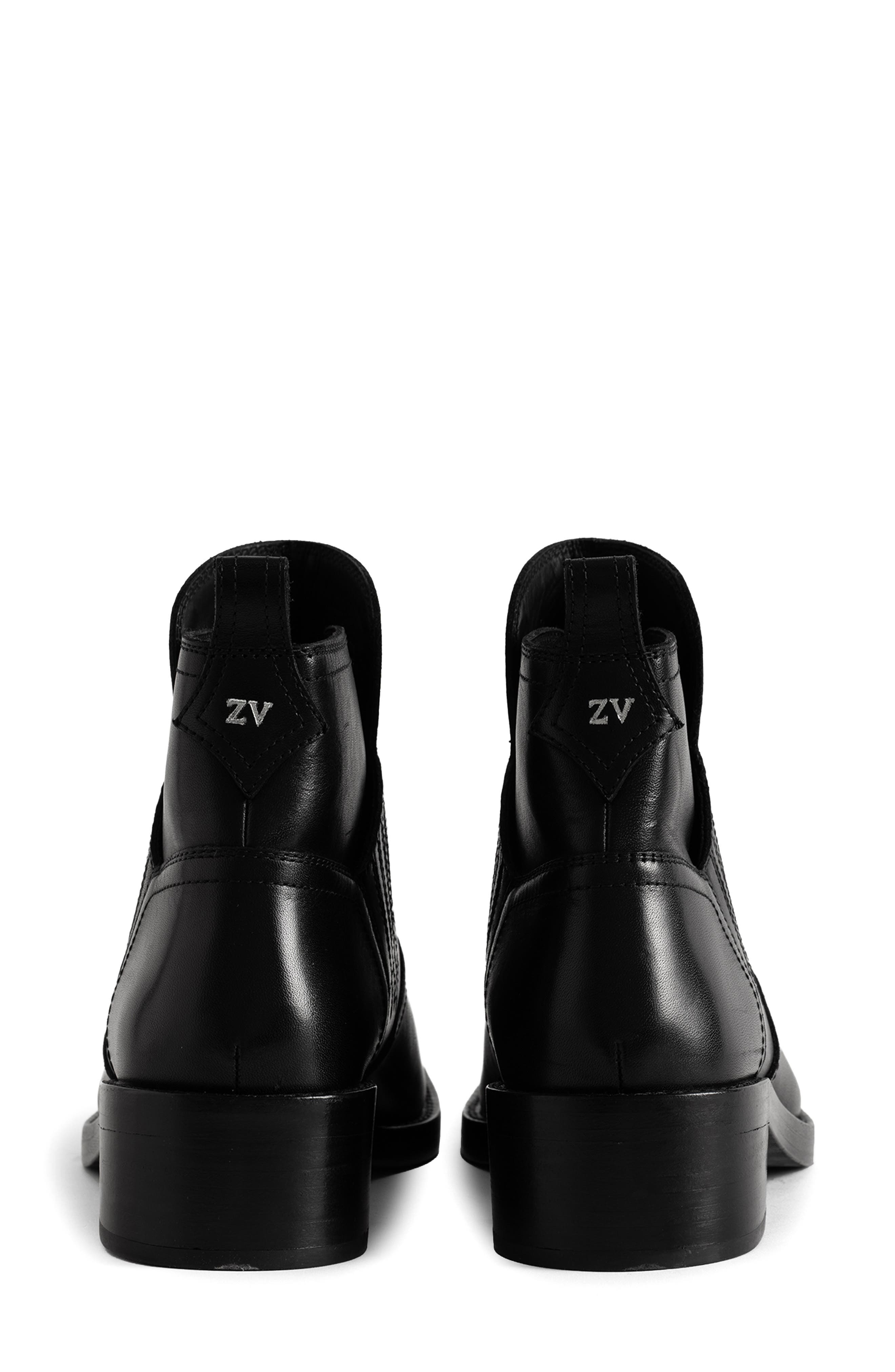 Igata Leather Western Bootie, Alternate, color, BLACK