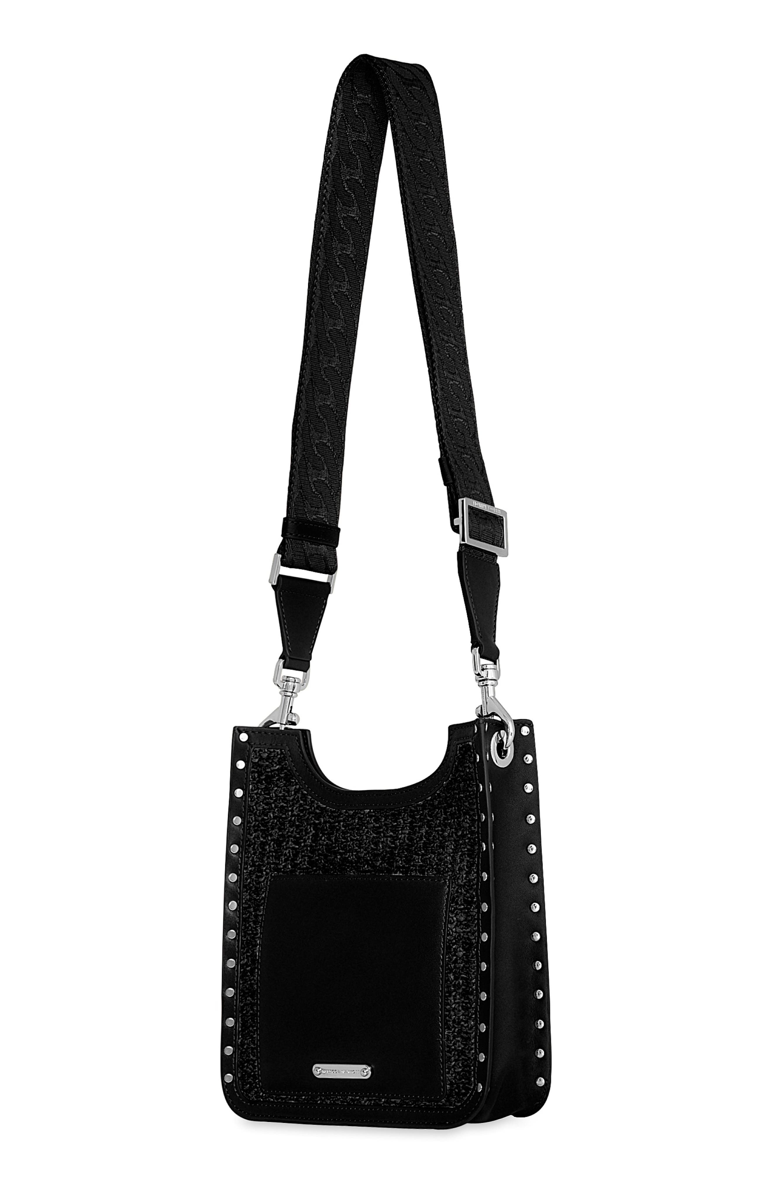 Rebecca Minkoff Mini Darren Feed Crossbody Bag, Alternate, color, Black/ Black