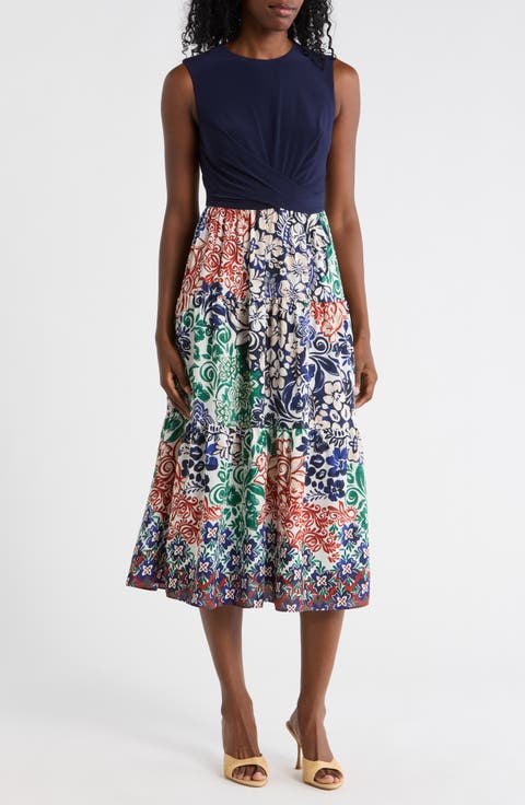 Sleeveless Twofer Midi Dress