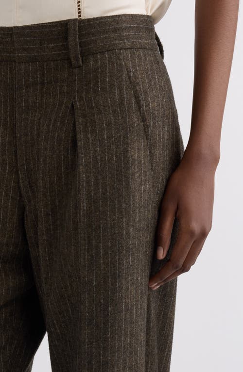 Isabel Marant Lisetta Pinstripe Pleated Wide Leg Wool Blend Trousers In Brown