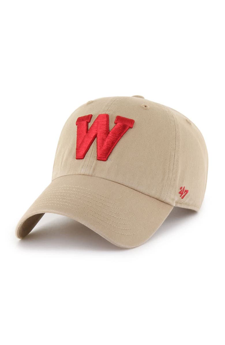 '47 Men's '47 Khaki Wisconsin Badgers Vault Clean Up Adjustable Hat, Main, color, 