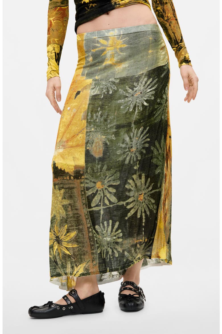 Printed Maxi Skirt, Main, color, RED