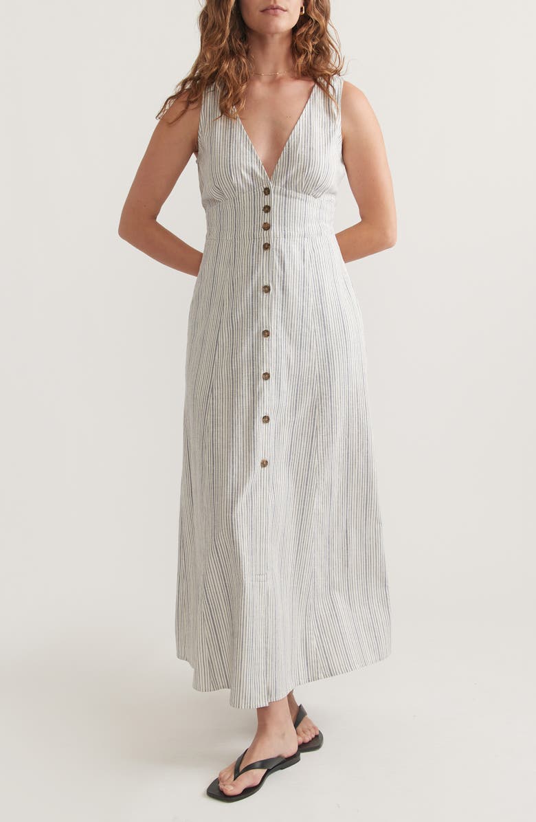 Marine Layer Camila Stripe Sleeveless Hemp Blend Maxi Dress, Main, color, 