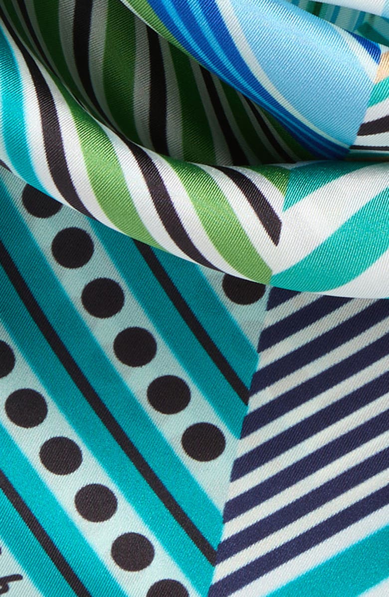 Echo Stripe Vortex Silk Square Scarf, Alternate, color, Hawaiian Ocean