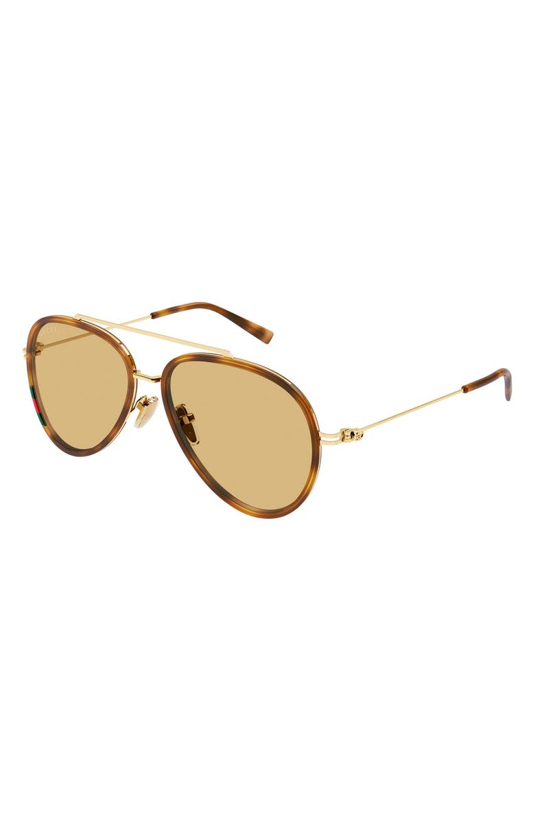 Gucci 56mm Navigator Sunglasses, Alternate, color, Havana