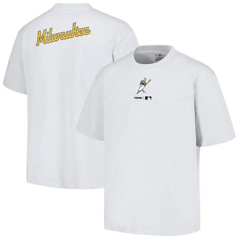 Men's PLEASURES  White Milwaukee Brewers Mascot T-Shirt