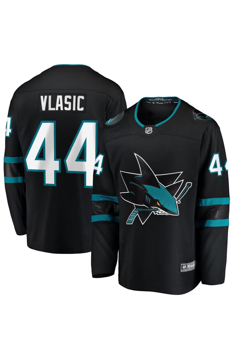 FANATICS Men's Fanatics Marc-Edouard Vlasic Black San Jose Sharks Premier Breakaway Player Jersey, Alternate, color, Black
