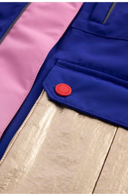 Mini Boden Kids' All Weather Faux Fur Trim Hooded Waterproof Coat In Pink