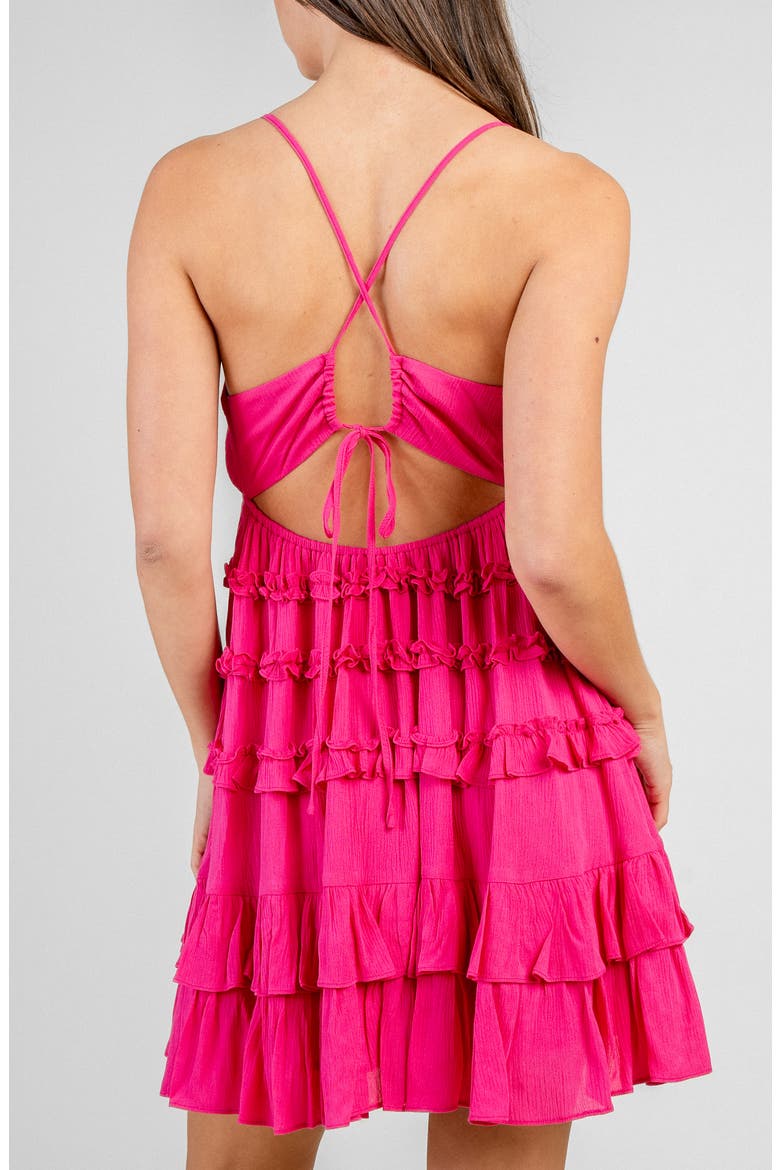 Ruffle Tiered Minidress, Alternate, color, FUCHSIA