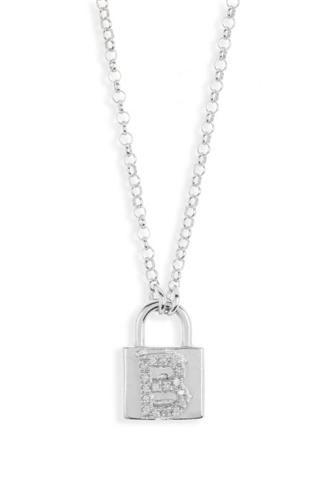 Diamond Padlock Initial Pendant Necklace - 0.12ct.