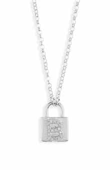 MESHMERISE Diamond Padlock Initial Pendant Necklace - 0.12ct.