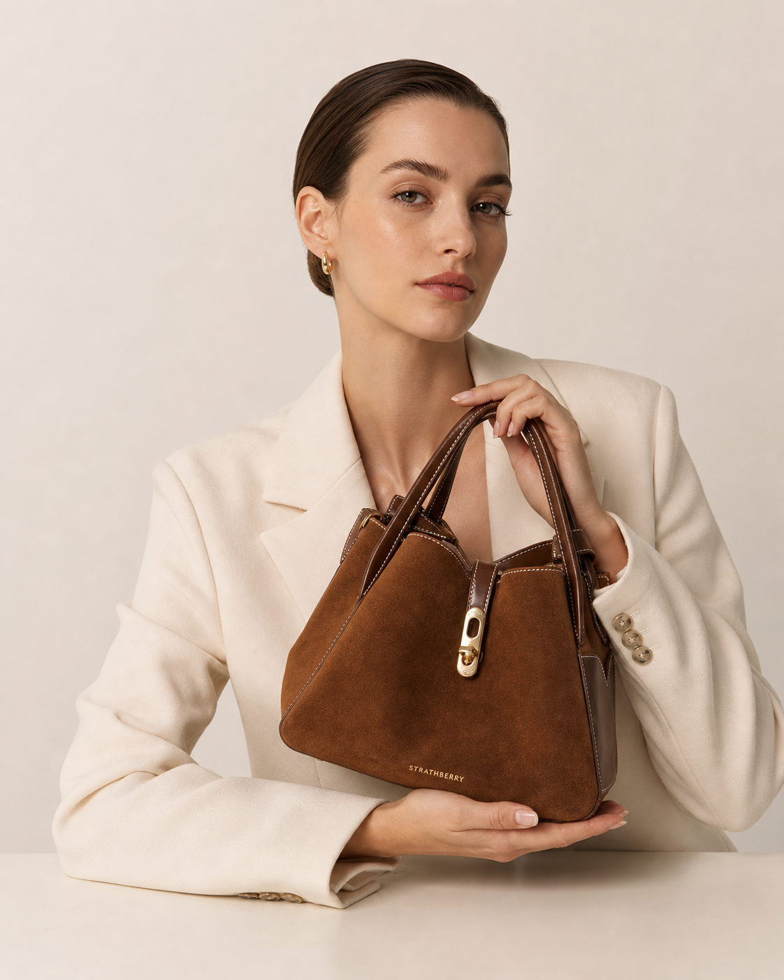 Cotswolds Genuine Suede Leather Shoulder Bag, Alternate, color, Brown
