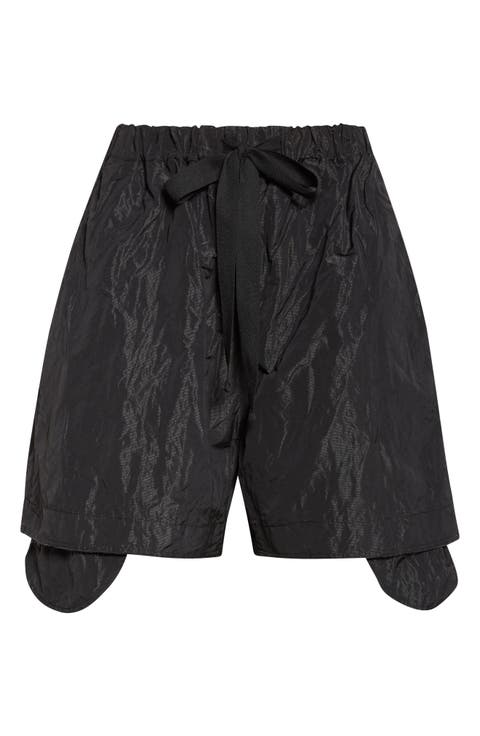 Gigi Raw Edge Crinkled Metallic Satin Shorts