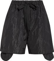 renaissance renaissance Gigi Raw Edge Crinkled Metallic Satin Shorts