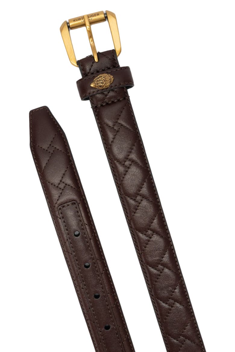Kensington Quilted Leather Belt, Alternate, color, DARK CHOCOLATE