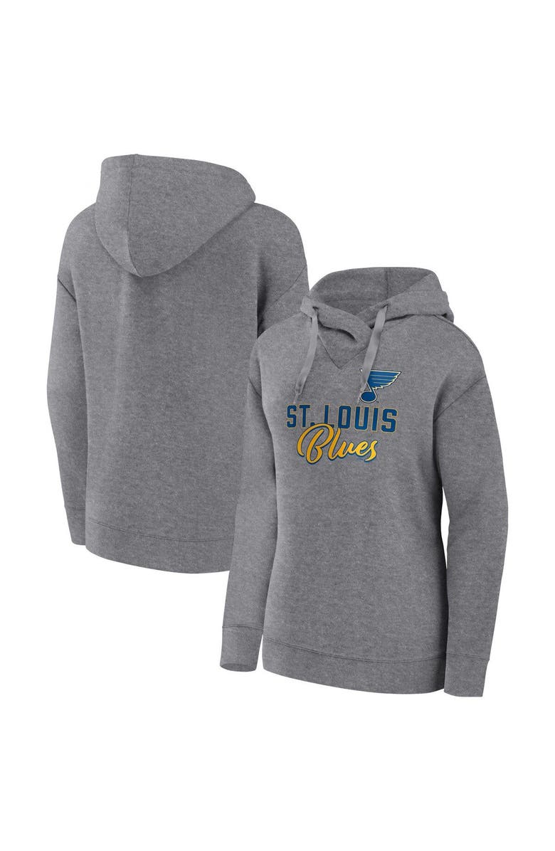 FANATICS Women's Fanatics Branded Heather Gray St. Louis Blues Script Favorite Pullover Hoodie, Main, color, Heather Gray