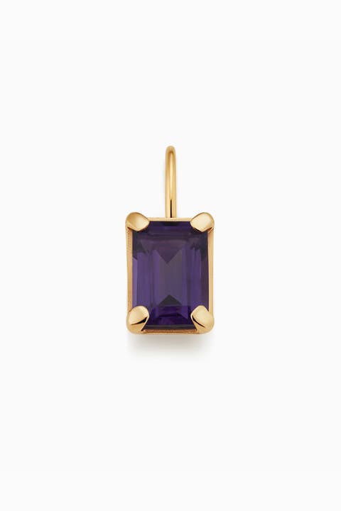 14K Gold Date Me Birthstone Pendant Charm